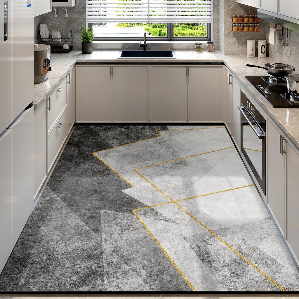 New kitchen floor mat, large-area, full-coverage, stain-resistant, diatomaceous earth, non-slip, water-absorbing, oil-absorbing, quick-drying