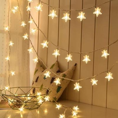 Guirlande Lumineuse Série - 14 LED Étoile en Cristal, 10 Pieds de Lumières pour la Maison, le Mandir, la Pièce de Pooja, Décoration Deepawali & Diwali, Décoration d'Arbre de Noël