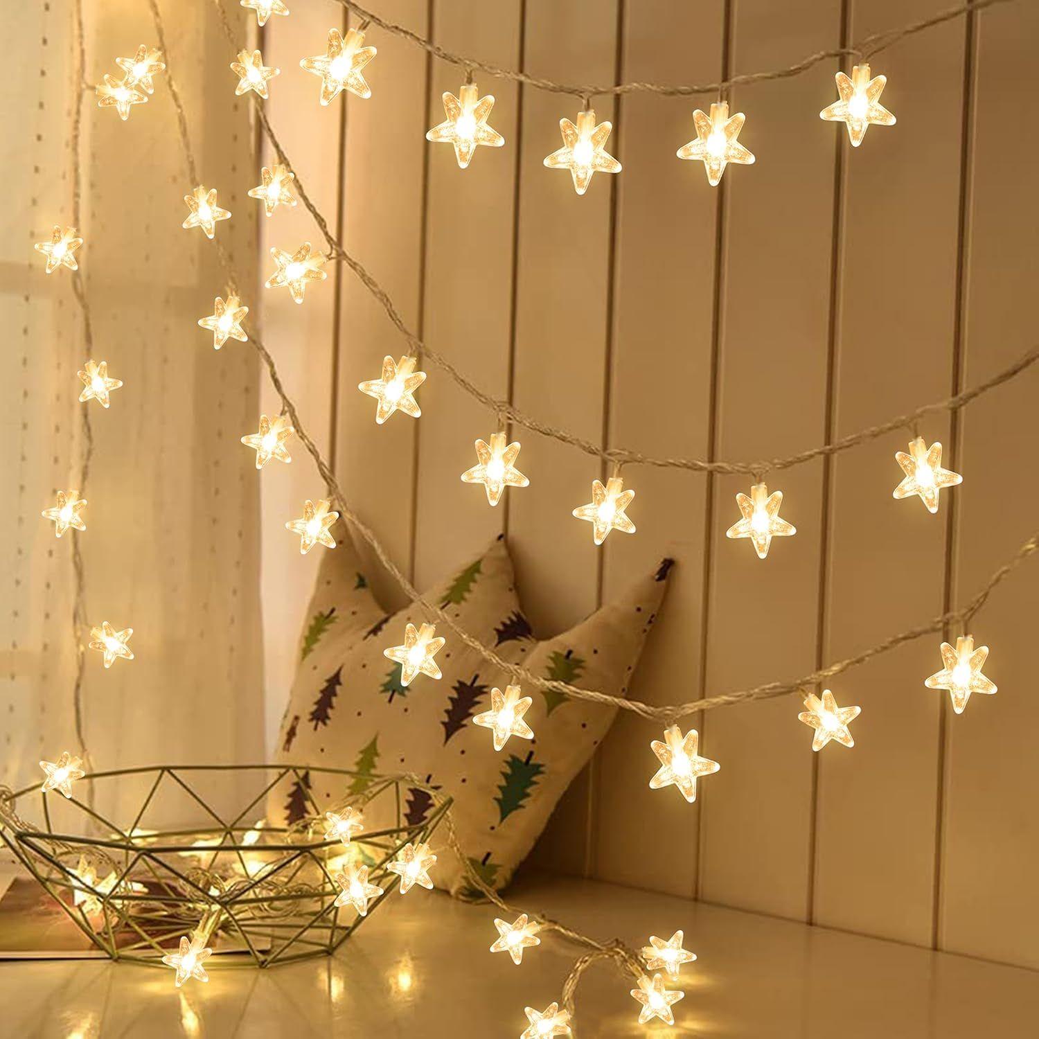 

Serial String Lights - 14 LED Crystal Star, 10 Feet Lights for Home,Mandir,Pooja Room, Deepawali & Diwali Decoration, Christmas Tree Decoration