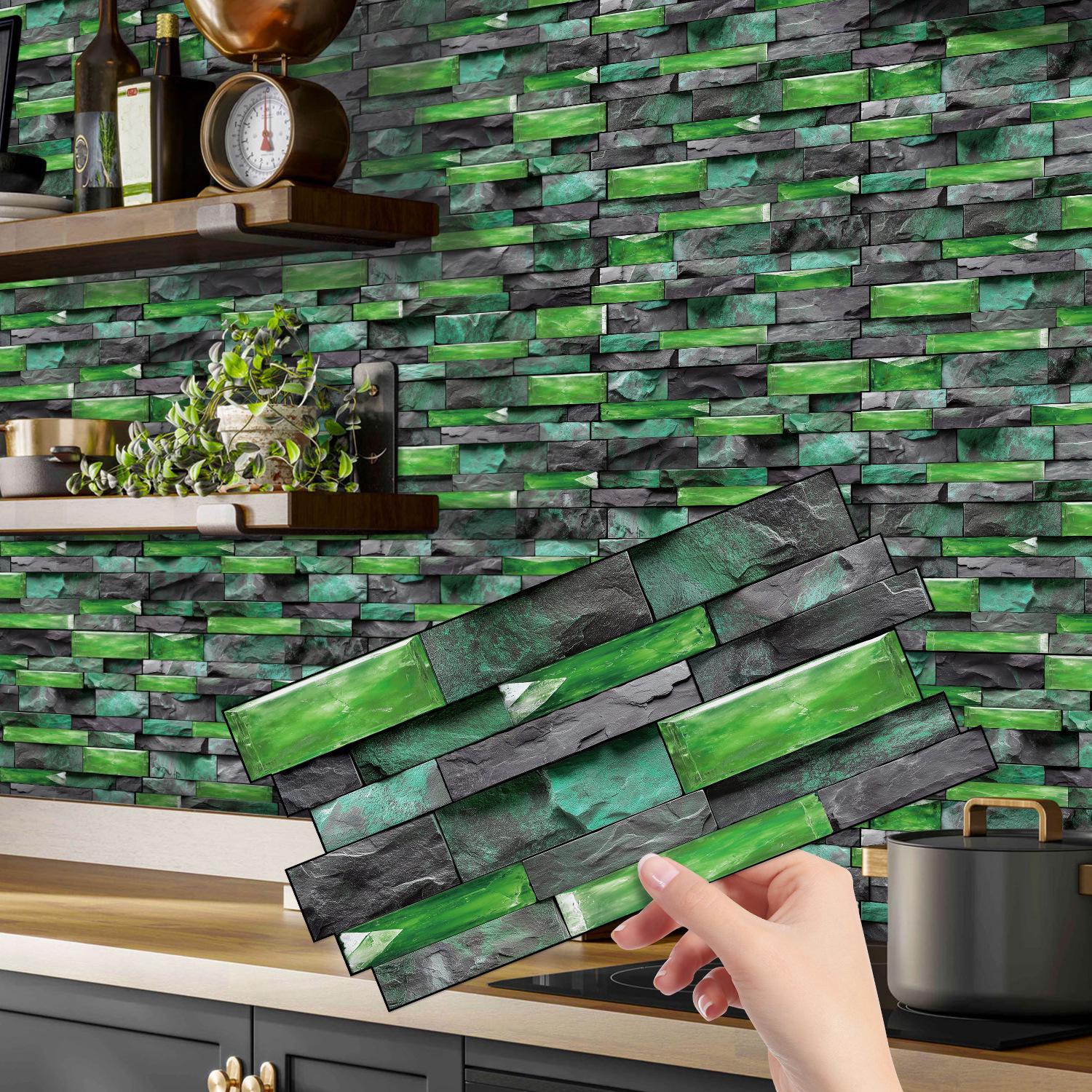 

PVC Marble Tile Stickers: Waterproof Self-Adhesive for Kitchen, Bathroom, Bedroom & Living Room Renovation 12x24.6 cm, 12 pcs