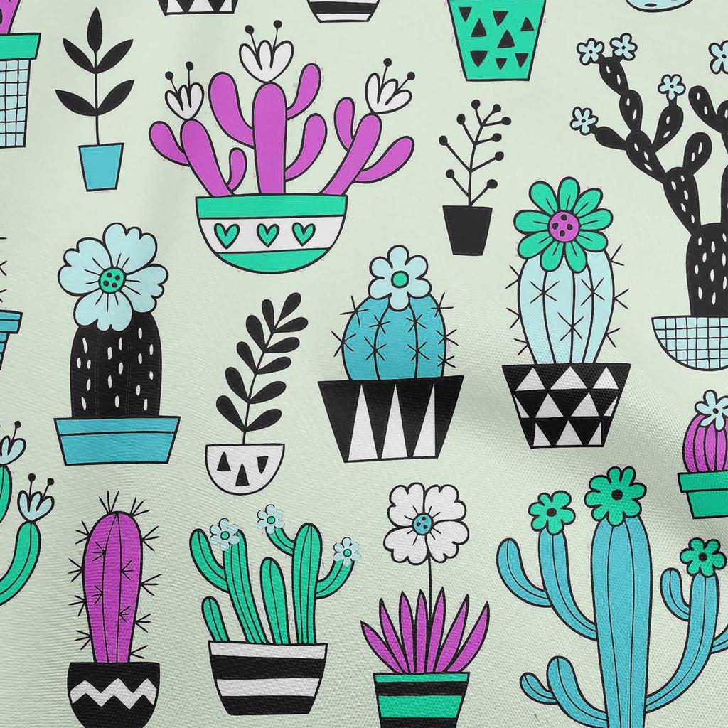 oneOone Cotton Flex Dusty Green Fabric Cactus Diy Clothing Quilting Fabric Print Fabric By Yard 40 Inch