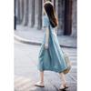 Women's Puff Sleeve Pleated A-Line Midi Dress