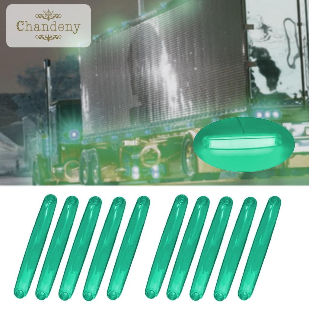 Chandini 9 LED Side Marker Extension Waterproof IP65 Slim 24V Truck Decorative Light Set of 10 Green