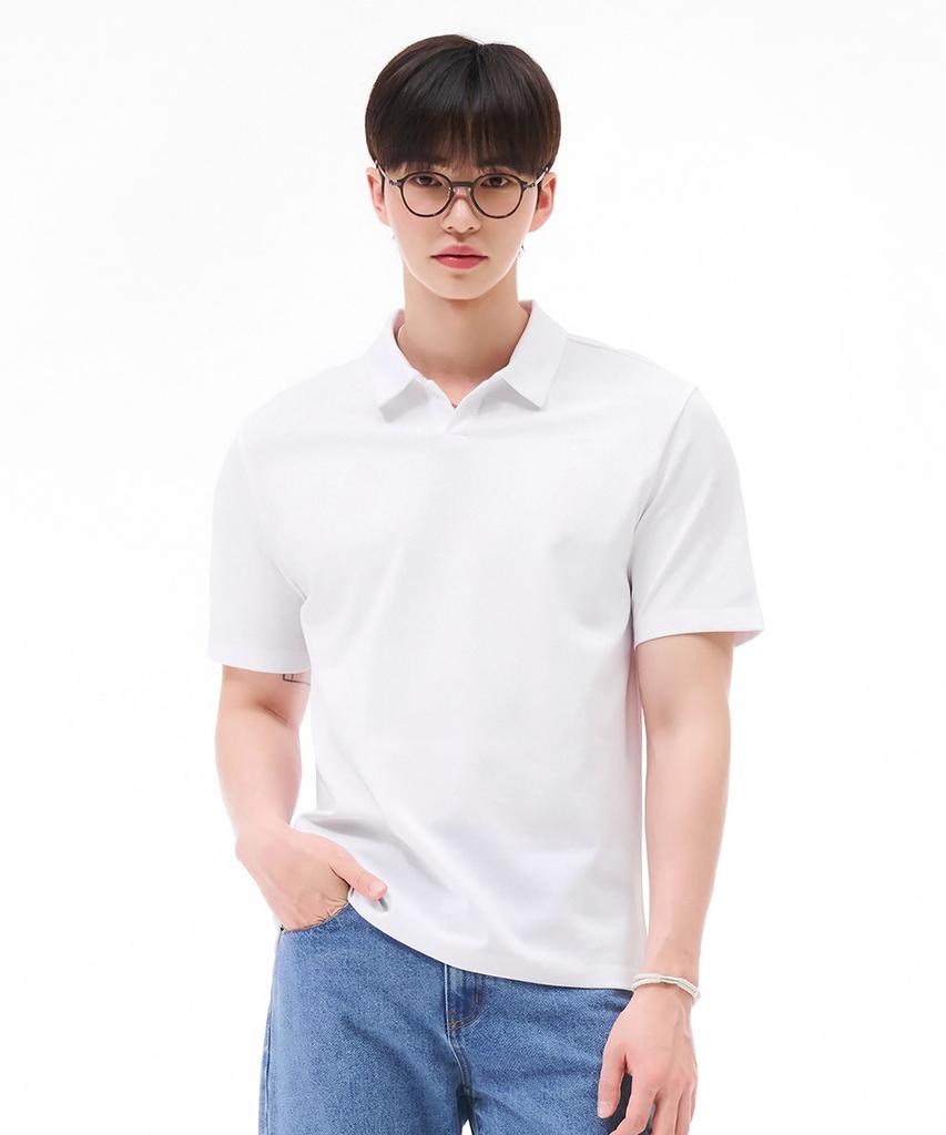 CHASECULT Men'S Open Collar Short Sleeve T-Shirt - White
