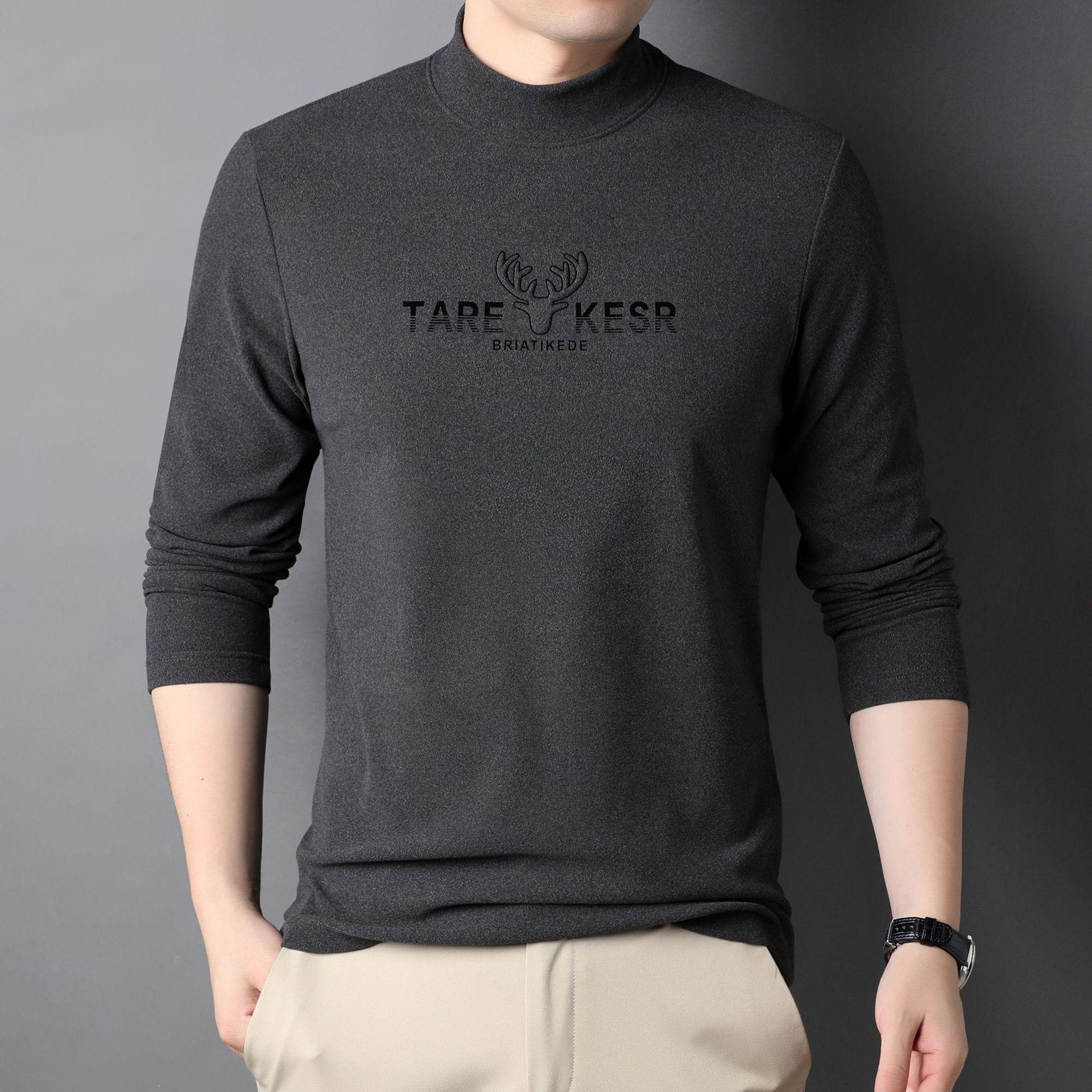 Осень и Зима Немецкий Вельвет Водолазка Футболка Мужская Мода Простой Однотонный Мужской — фото 8