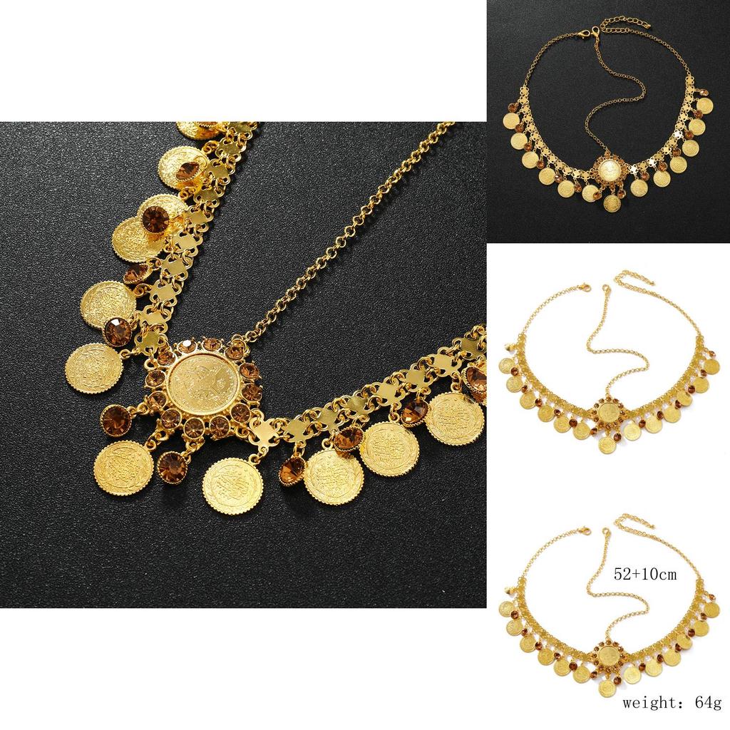 Fashion Simulation Gemstone Decoration Circular Tassel Design Gold Headwear For Party Wear