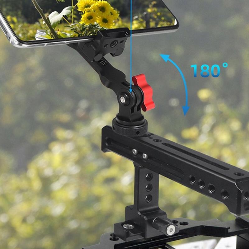 Magnetic Phone Holder Tripod Mount Clamp Aluminum Alloy with Cold Shoe Mount 1/4 " Screw for Smartphone