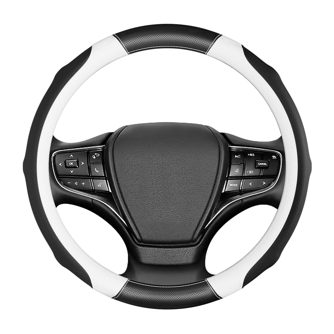 

Steering Wheel M for Kei and Standard Perforated 3D Fits All Abrasion Interior Easy Black and White Cover, Size, Cars, Leather, Round, Grip, Non-Slip,