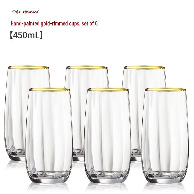 

Бокалы для коктейля Мохито с золотым ободком и ребристой поверхностью ZISIZ