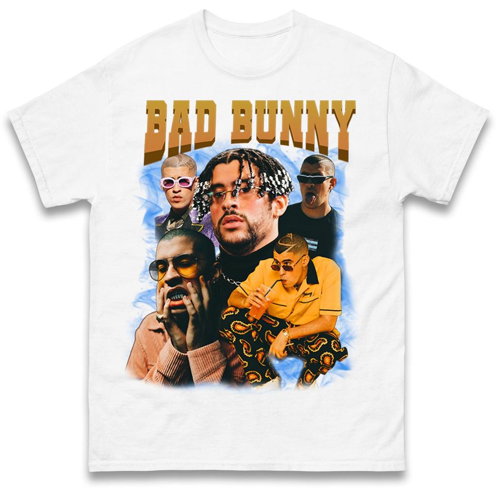 Bad Bunny Bootleg Style Collage Graphic Tshirt Unisex Unisex Retro Latin Trap Rapper Fan Casual Short Sleeve Cotton Tops