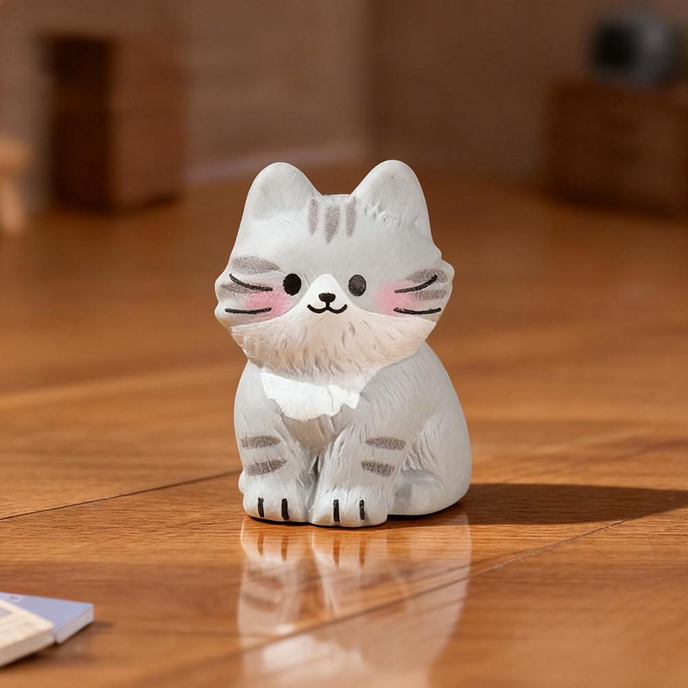 6Pcs/set Cartoon Cat Animal Miniatures Resin Desktop Ornaments Fairy Garden Decoration Micro Landscape