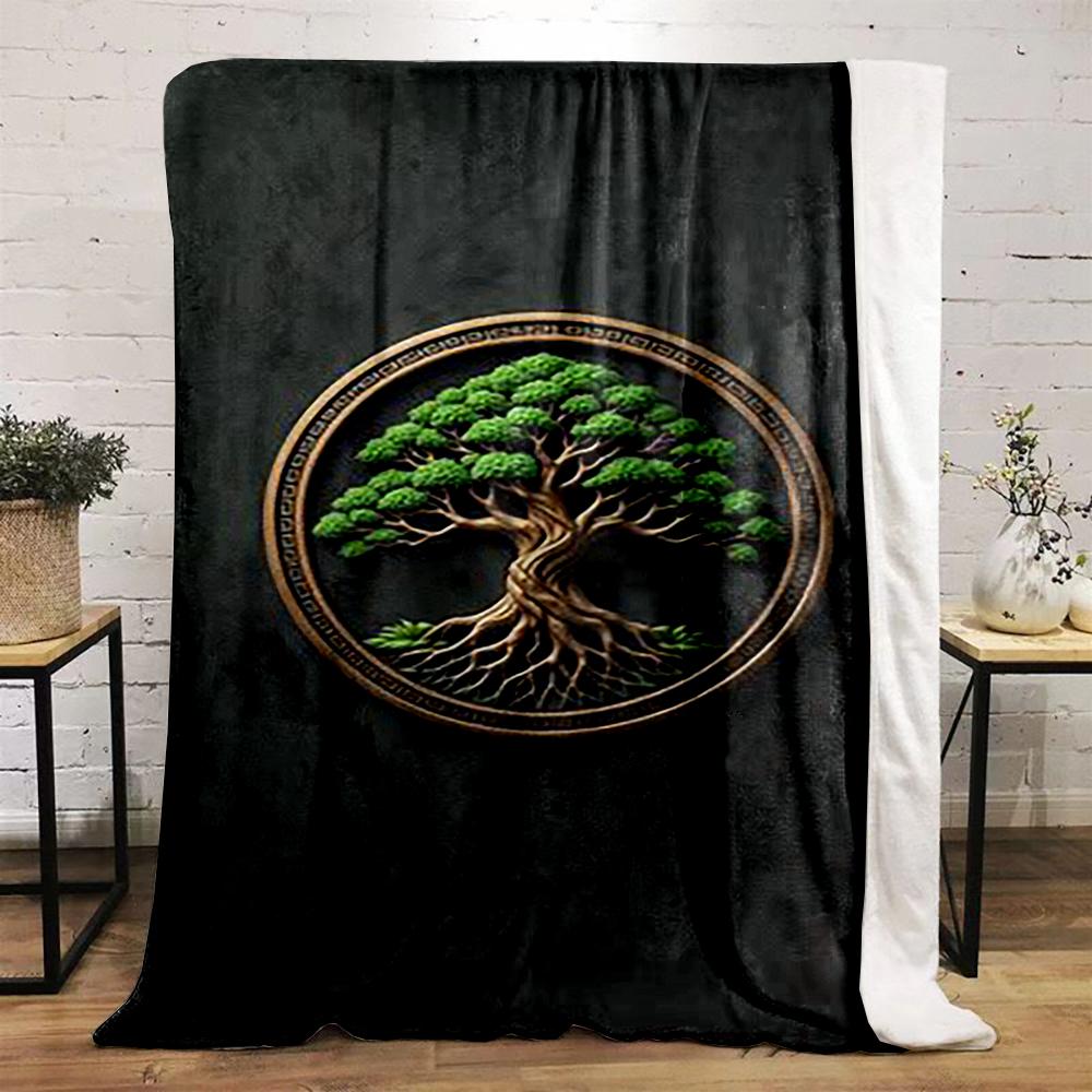Ancient Tree of Life Design Bedroom Blanket - Printed Flannel Blanket for Bedroom, Living Room, Sofa, and Nap