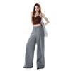 Spring Summer Thin Linen Cotton Textured Cool Drape Relaxed Wide Leg Casual Denim Pants For Ladies Casual Pants Oversize Denim Trousers