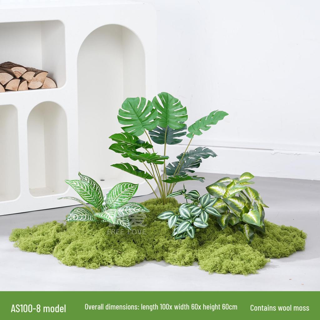 Luxury Faux Green Plant and Flower Decor - Indoor Moss and Grass Clusters for Elegant Landscaping.