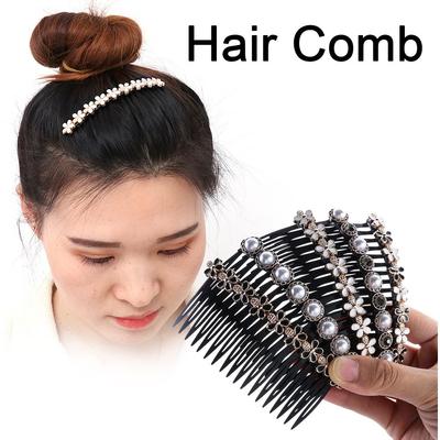 20 Teeth Girls Hairband Headwear Hair Clip Inserted Hair Comb Rhinestone Buttons Bangs Hairpins