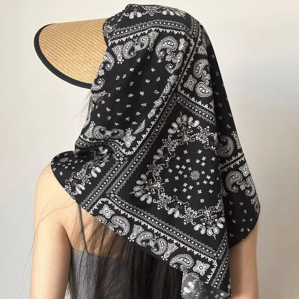 Lightweight Korean Style Headscarf Baseball Hat Print Y2k Scarf Baseball Cap Hip-hop Neck Guard Strappy Bandana Hat Girl