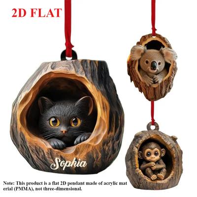 2D Acrylic  Animal Christmas Tree Ornaments Cute Koala Monkey Cat Pendant for Christmas Bag Car Home Decoration