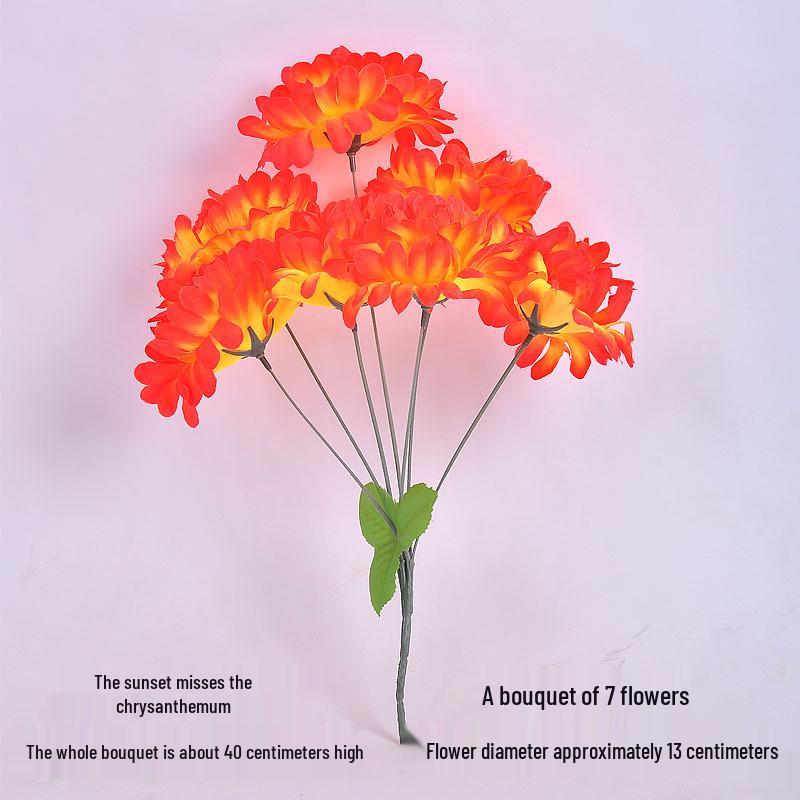 Qingming-Fest Chrysanthemenstrauß: 7-Kopf Seidenblumen Friedhofsgesteck für die Grabpflege