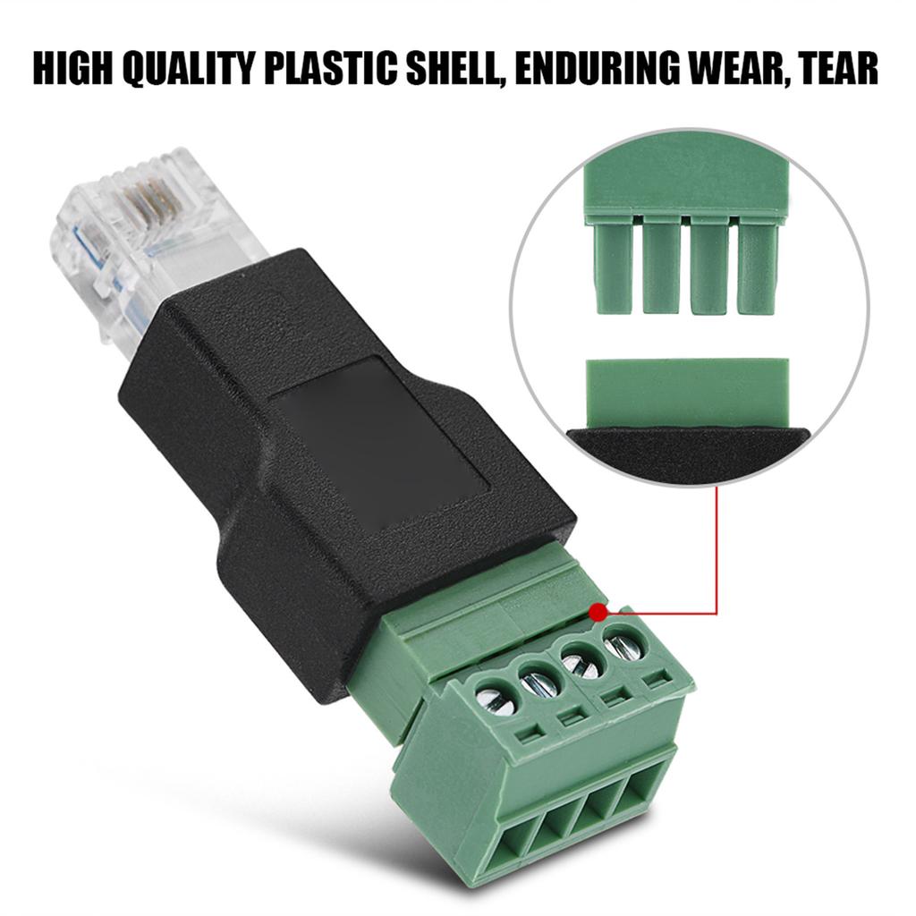 Ethernet Connector RJ11 6P4C Male To 4 Pin Screw Terminal Connector