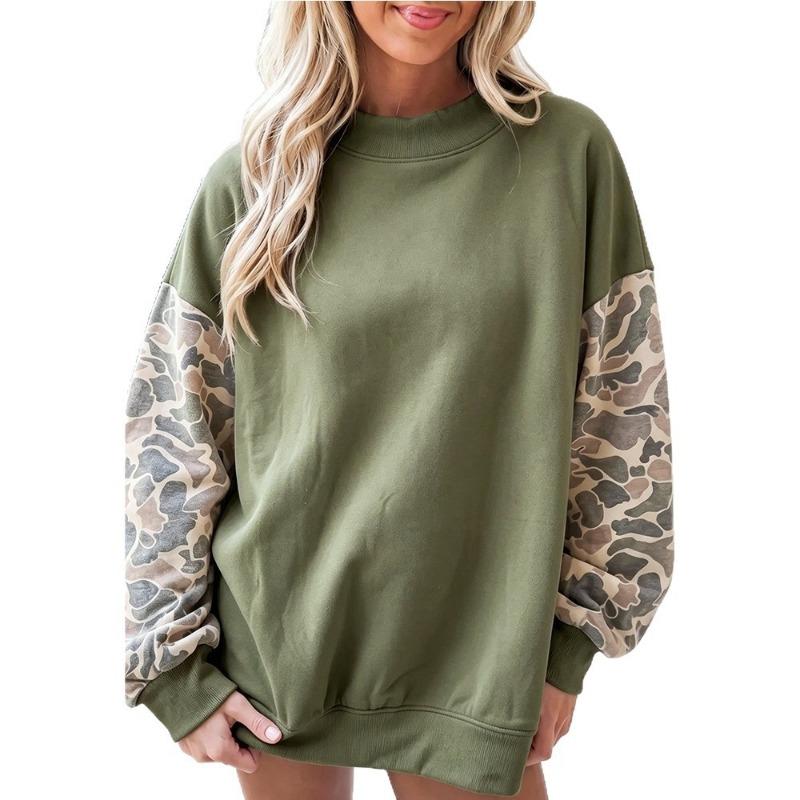 Women S Loose Fit Camouflage Pullover Long Sleeve Sweatshirt