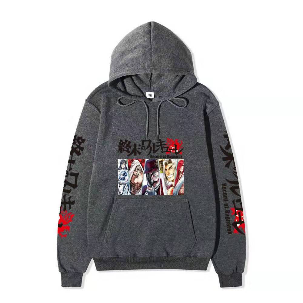 Record of Ragnarok Lu Bu Vollfarbiger Anime Hoodie Japanischer Drachen-Ärmeldruck Lässiger Pullover mit langen Ärmeln Sweatshirt