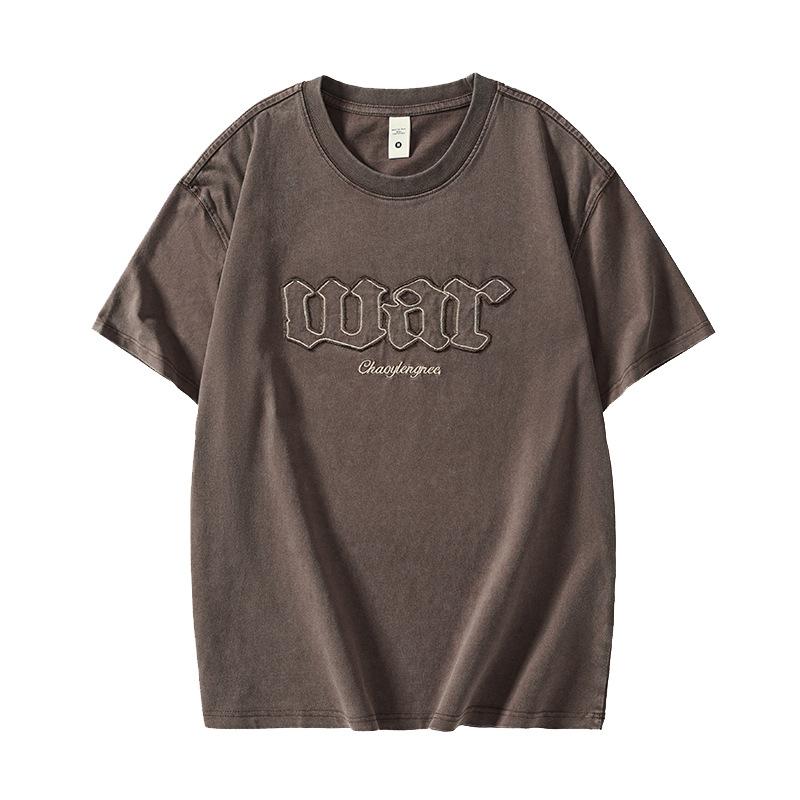 Heavy Short-sleeved T-shirt for Men's New Brand Large-size Clothes Half-sleeved Summer Retro T-shirt