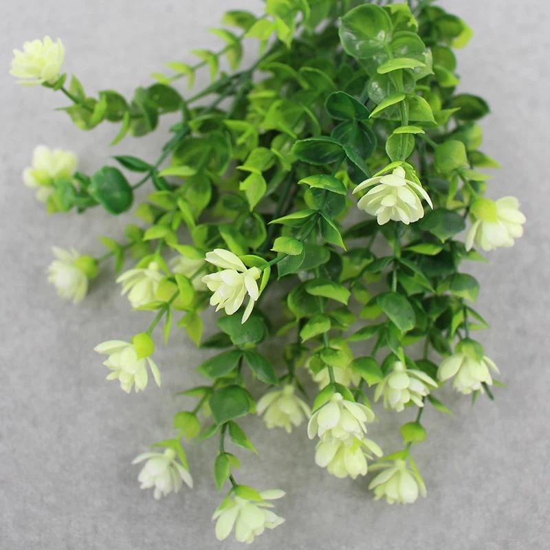 Artificial Flowers Seven Cross Milan Eucalyptus Camellia Office UV Fake Flowers Plastic Bouquet Wedding Home Decoration