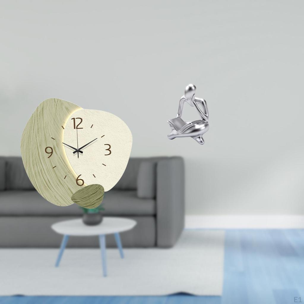 Silent Abstract Wall Clock Thinker Statue Room Decor Decorative Hanging for Kitchen Office