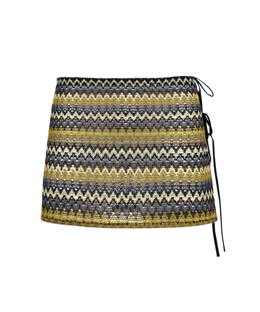 Siest Ethnic Short Wrap Skirt Brown