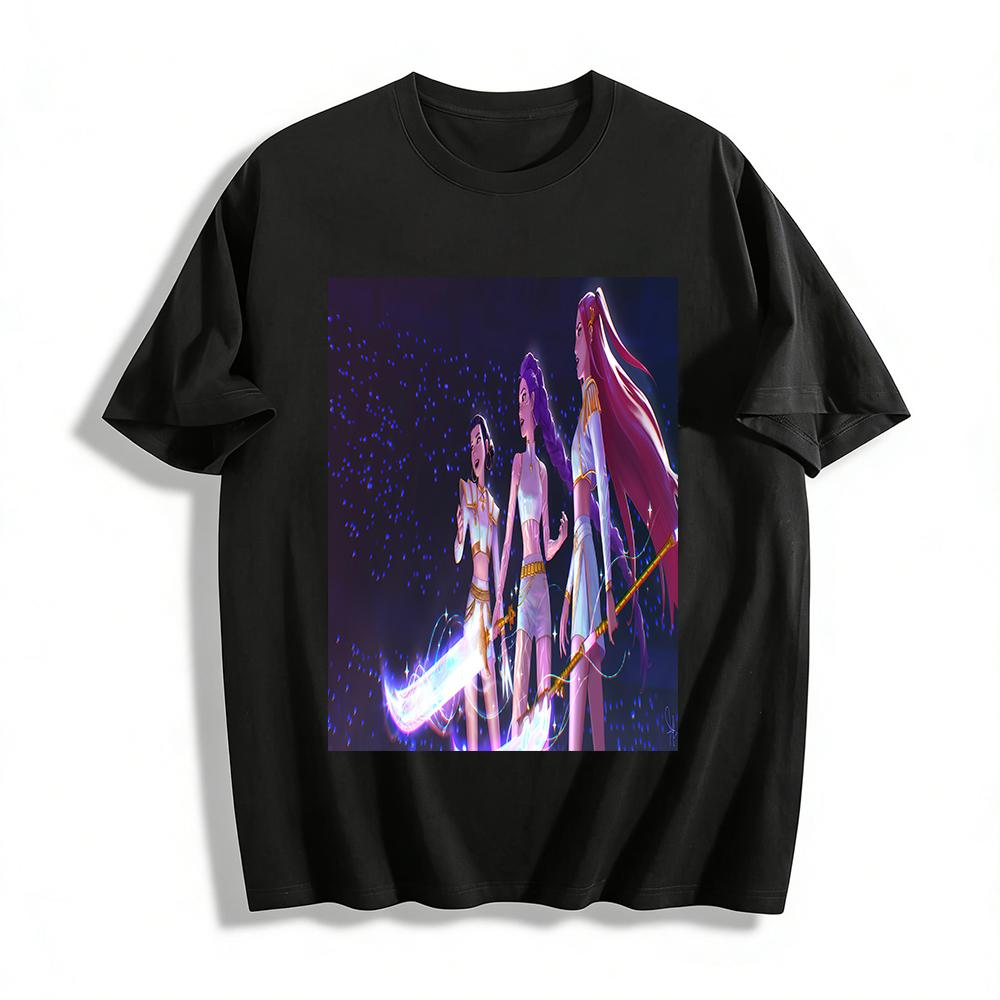 

League of Legends K/DA Girl Group Themed Printed T-Shirt Trendy Casual Short Sleeve for Game Fans Pure cotton T-shirt XXS