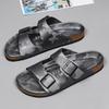Fashion Slippers New Men Clogs Suede Sandals Nubuck Casual Slide Shoes Cork Slippers Two Buckle Flat Bottom Summer Shoes Brand