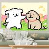 Cute Line Puppy Tapestry Wall Hanging Tapestry Art Deco Blanket Curtain Hanging At Home Bedroom Living Room Decor