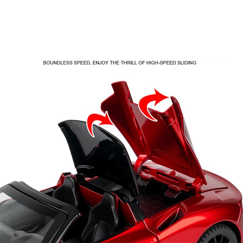 1/32 Maseratis MC20 Cabrio Coupe Alloy Sports Car Model Diecast Metal Track Racing Vehicles Car Model Sound and Light Kids Gifts
