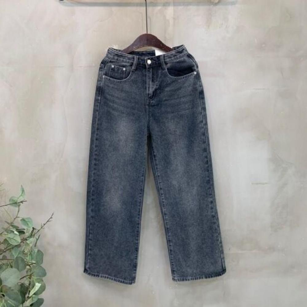 C S In The Room Ykk Zipper waShed Straight Wide Denim pantS 3 ColorS