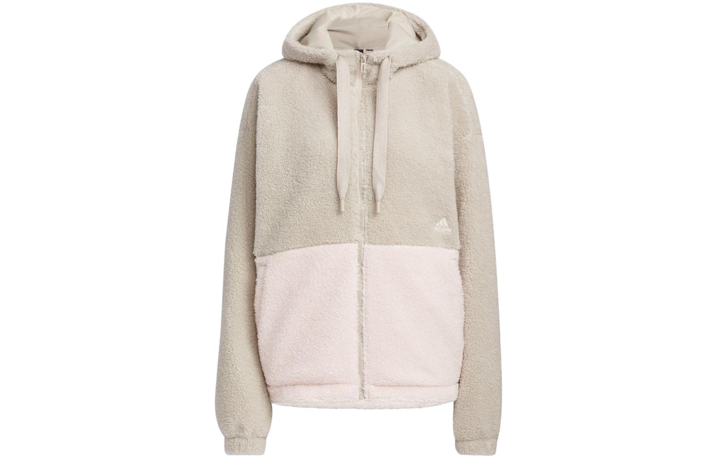 Adidas Velvet Jackets Women s Beige Hooded Moderate IK9863 S