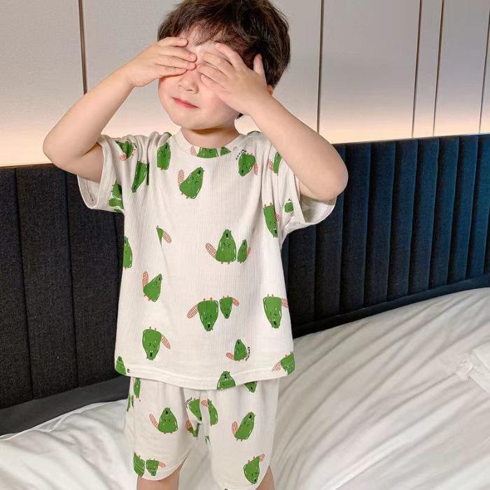 Baby Boys Girls Loose Short Sleeve Shorts Set Cool Breathable Pajamas for Summer 90