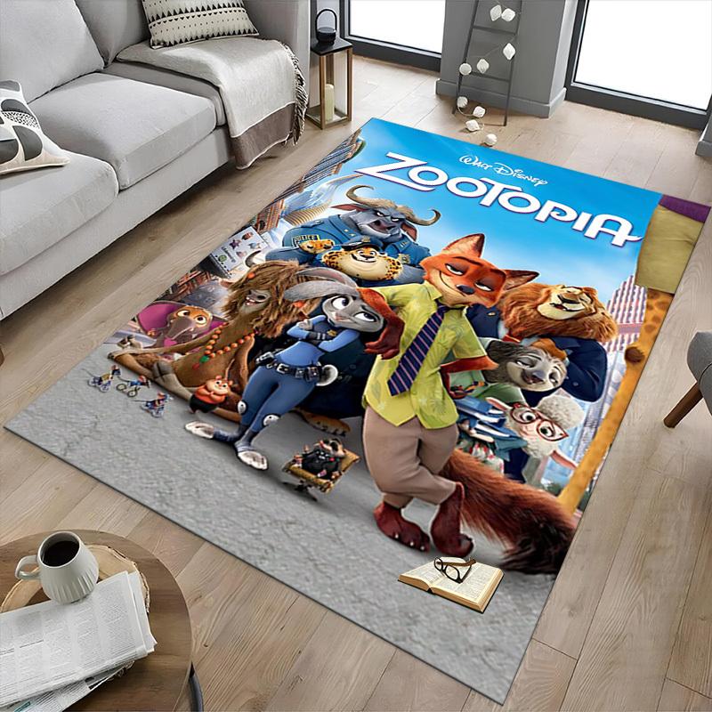 1pc Zootopia Walt Disney Home Office, Durable Polyester Floor Mat with Easy, Office Decor, Urban Style, Nonslip Backing, Highquality Fabric