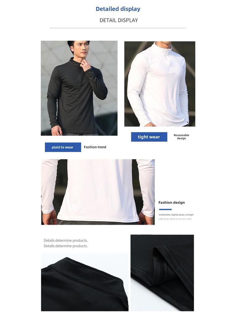 Men's Stand Collar Zipper Long Sleeve Fitness Top - Autumn/Winter Running & Sports