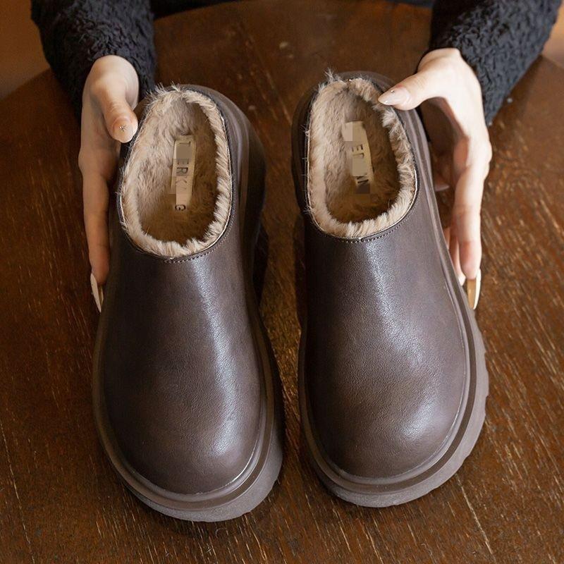 Damen-Stirnband-Plateauslipper im neuen Stil mit hohen Absätzen, Höheneffekt, gepolsterte Baumwollschuhe