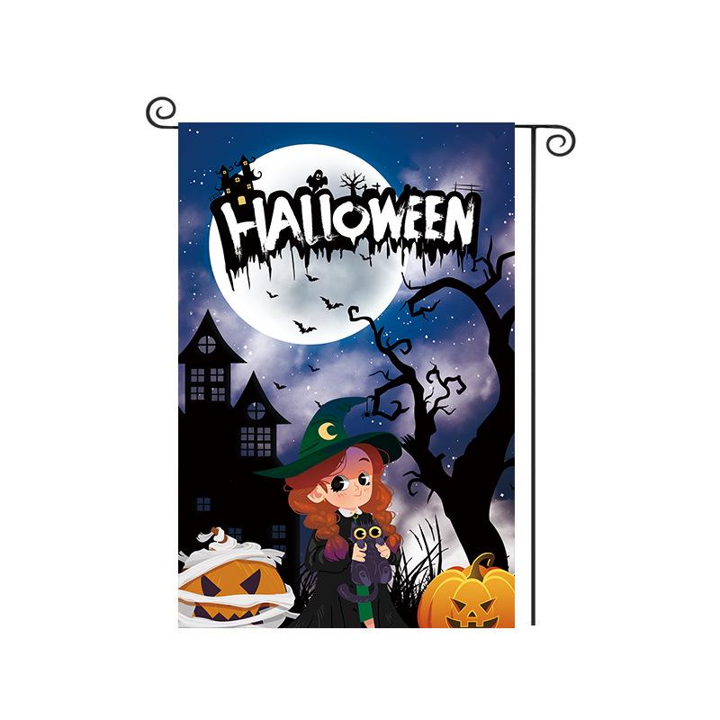 Cross-Border Happy Halloween Ghost Garden Flag with Pumpkin and Cartoon Design