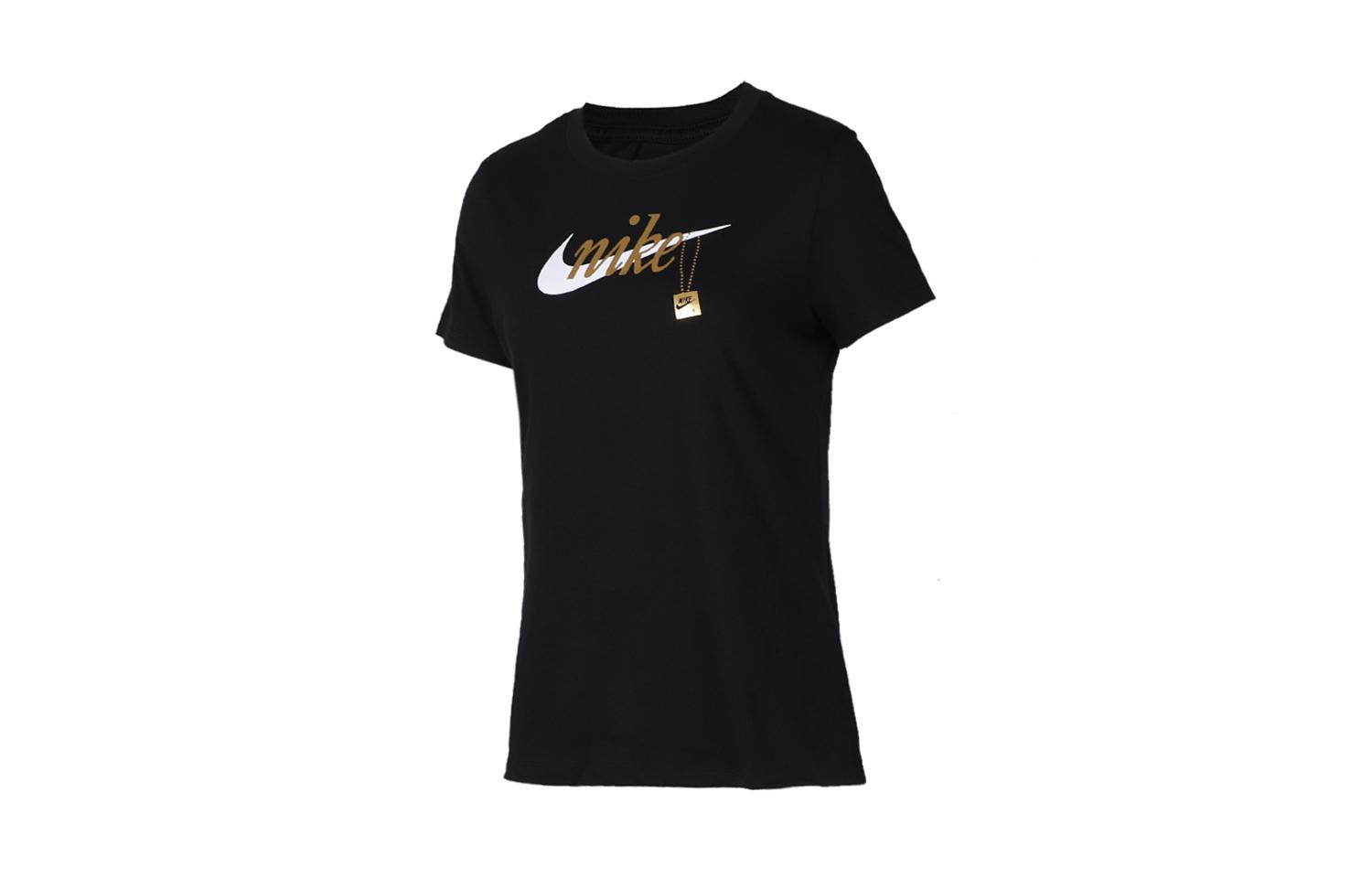 

Nike T Shirts Women s Black Crew Neck Moderate Straight Fit CJ7915-010 S
