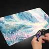 Mountain Waterfall Cherry Blossom Playmat Mousepad Stitched Edge Non-Slip Rubber Base Thick Wear Resistant For Work Card Game