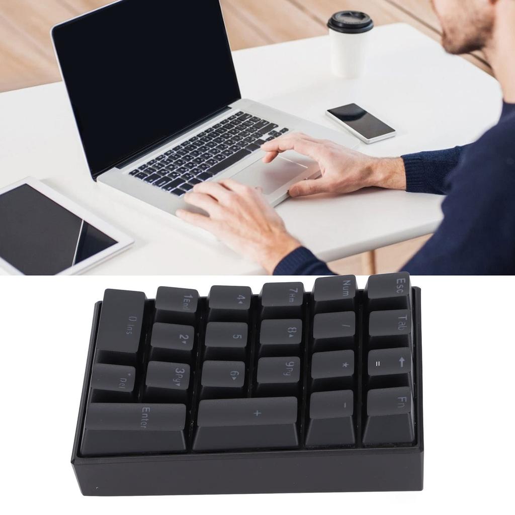 21-Key Mini Wired Keyboard with Backlit Mechanical Keyboard, Stepped Keycaps, USB Type-C Interface (Red Switches)