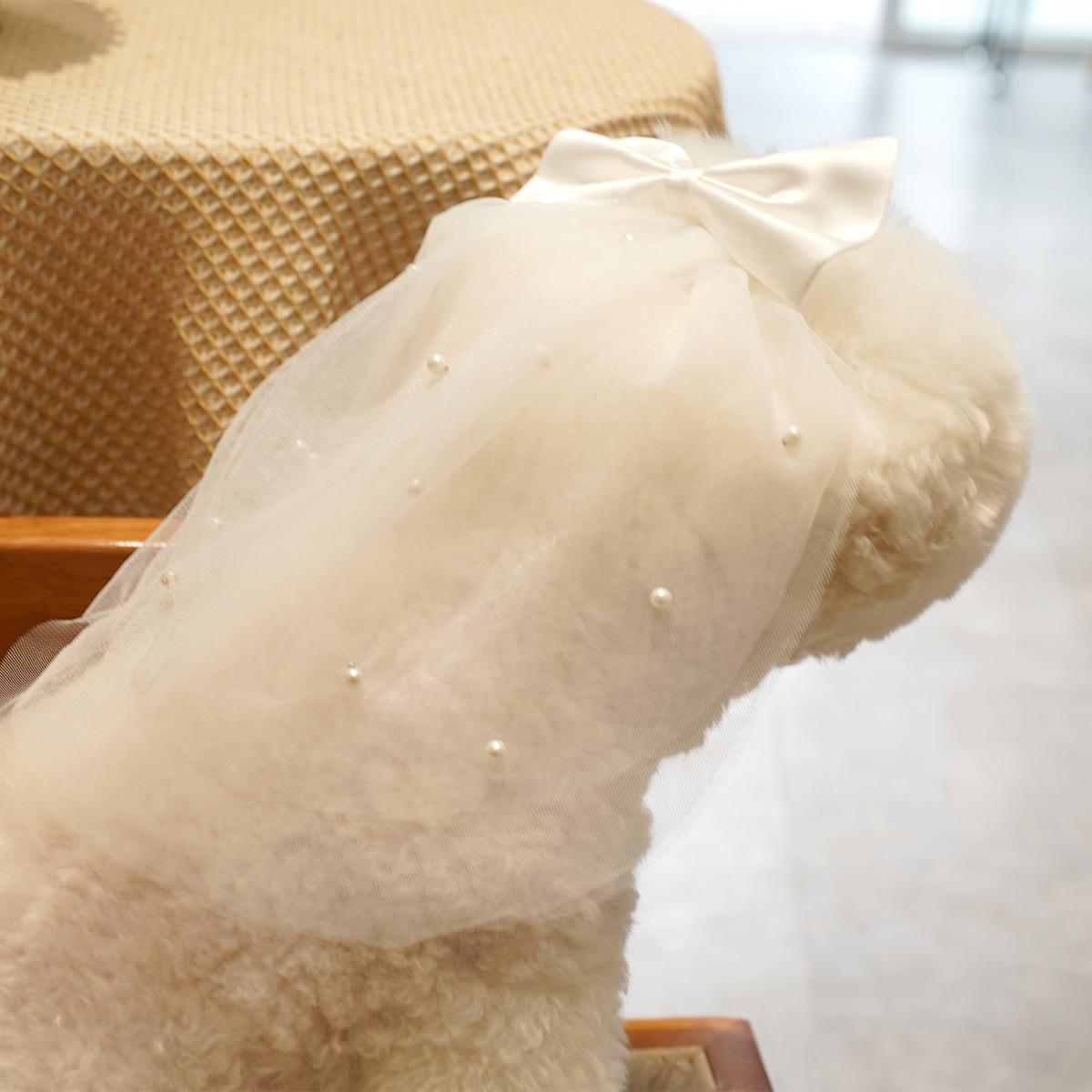 

Головной убор для свадебного платья для домашних животных, цветок для невесты из собаки, шаль, головной убор для маленькой собаки One size белый