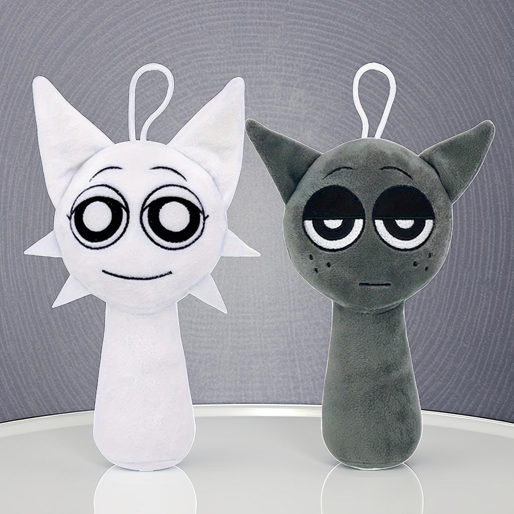 Set of 2 Sprunki Plush Rhythm Boxes, One In White And The Other In Grey. Ideal for Birthday Celebrations, New Year Festivities,Christmas Gifts.