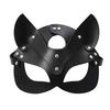 Fox Masquerade Mask Faux Leather Adjustable Full Face Covers for Cosplay Halloween Parties Punk