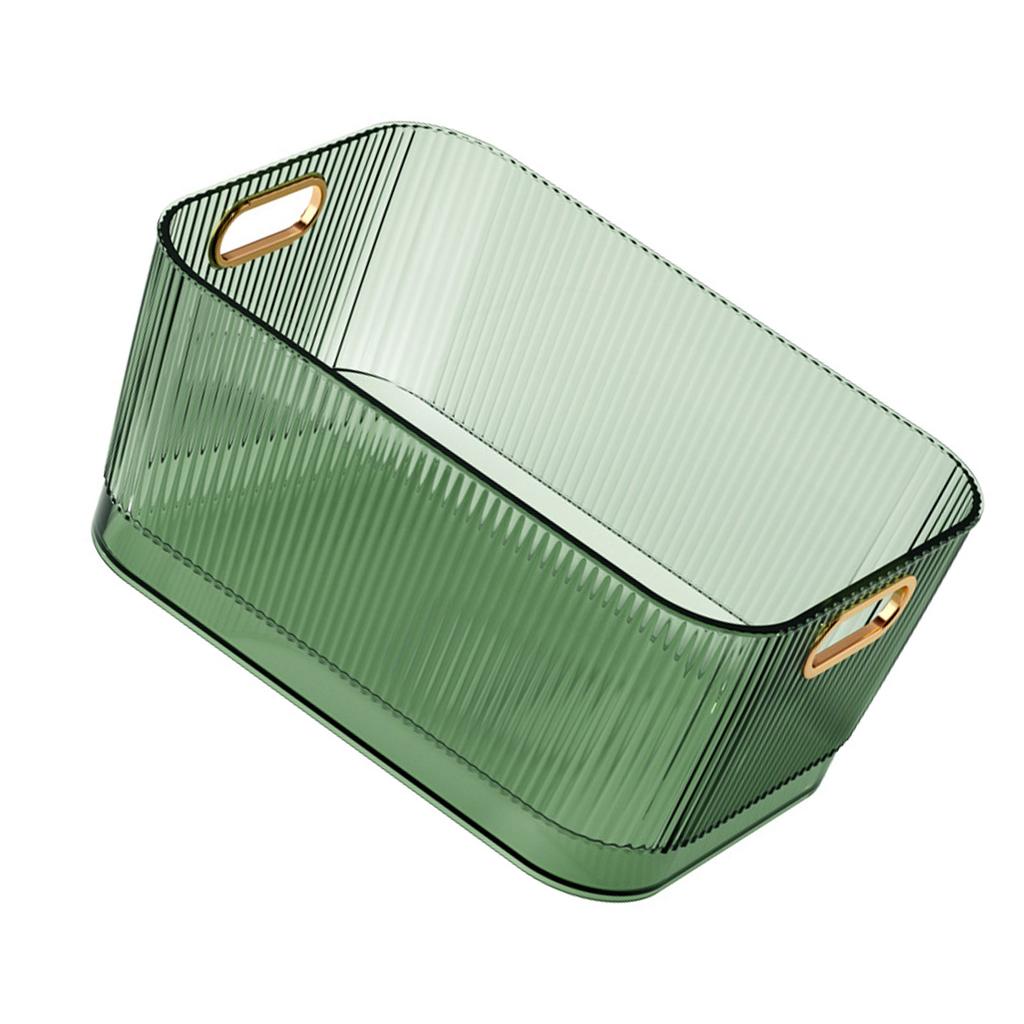Desktop Storage Basket Transparent Green Acrylic Storage Bin for Skincare Products Cosmetics