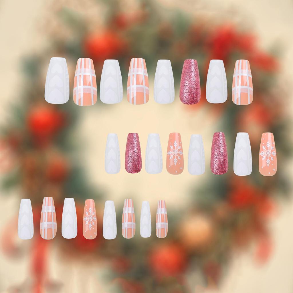 Christmas Glitter False Nails & Removable Nail Art Stickers