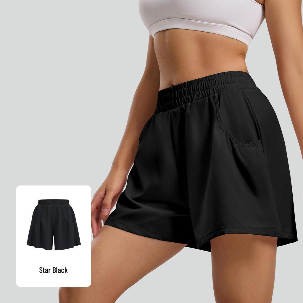 Women's High-Waist Breathable Yoga Shorts with Pockets – Loose Fit for Running & Fitness