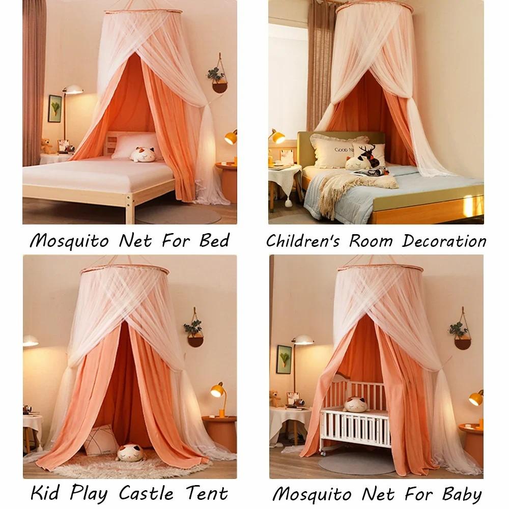 

003 Polyester Bed Canopy Blackout Dome Bed Netting Canopy Dustproof Mosquito Net Bed for 1.8-2m Bed Princess/Lake Green